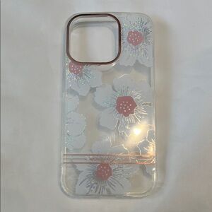 “Bundle 10/$13” iPhone 15 pro Floral Clear Phone Case with Pink Accents
